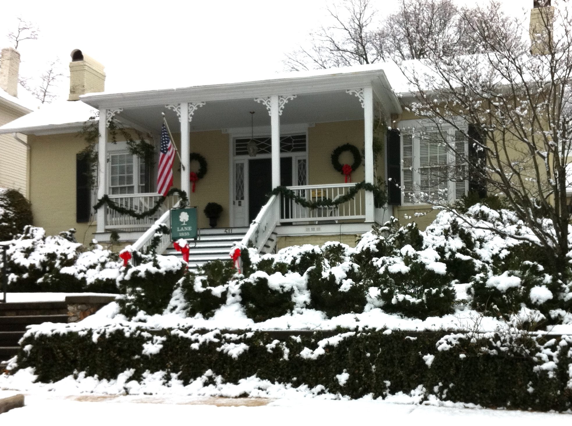 A snowy Christmas Day on Adams Street in downtown Huntsville, AL.