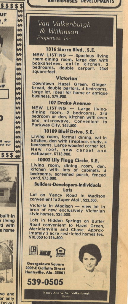 VV&W's first ad in The Huntsville Times for Sunday, October 13, 1985, 